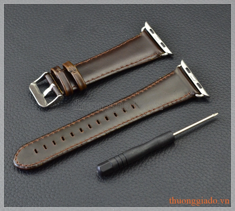 Dây đồng hồ Apple Watch 42mm (dây da bò, màu nâu tối)