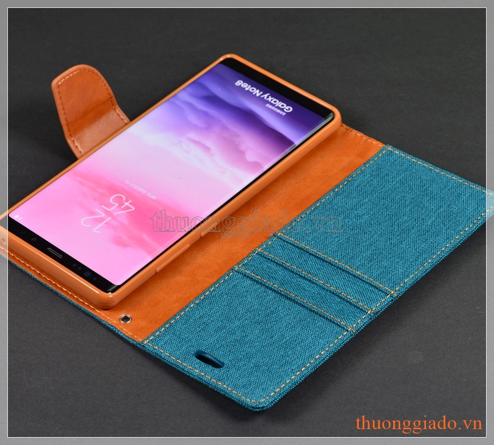 Bao da Samsung Note 8/ N950 (Hiệu CANVAS DIARY, GOOSPERY, mặt ngoài bọc vải)