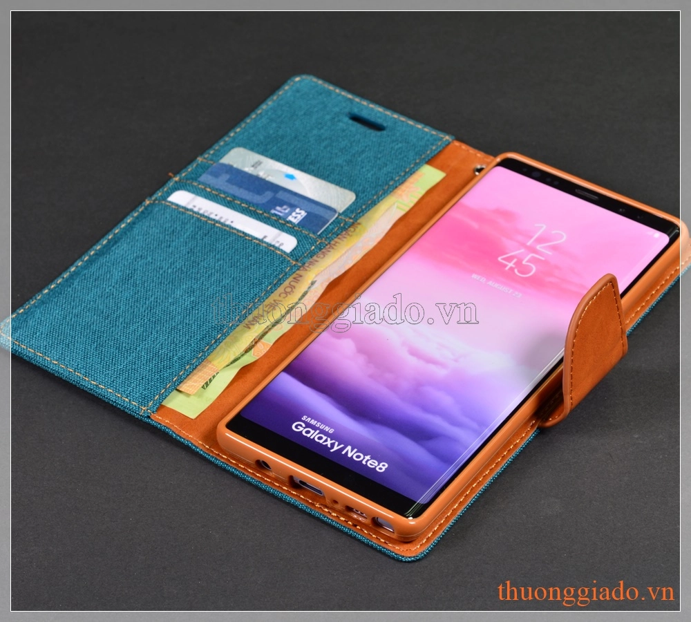 Bao da Samsung Note 8/ N950 (Hiệu CANVAS DIARY, GOOSPERY, mặt ngoài bọc vải)