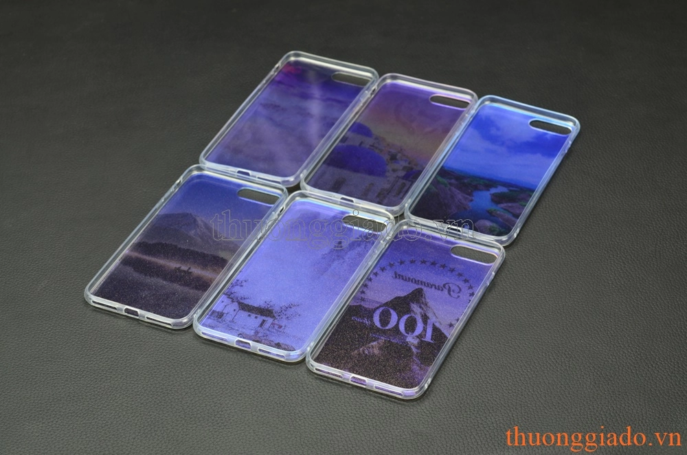 Ốp lưng silicone iPhone 7 Plus (5.5"), mặt lưng in 3D, chủ đề phong cảnh