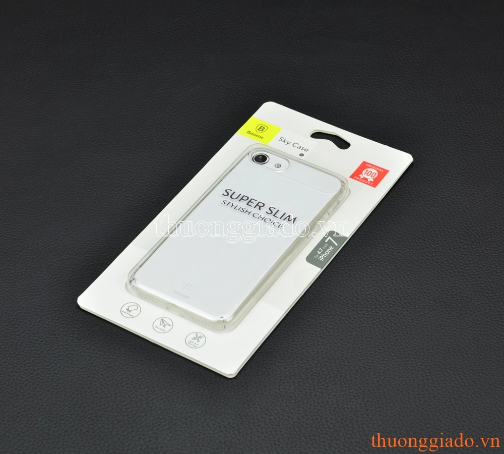 Ốp lưng iPhone 7 (4.7"), loại nhựa cứng trong suốt, hiệu Baseus