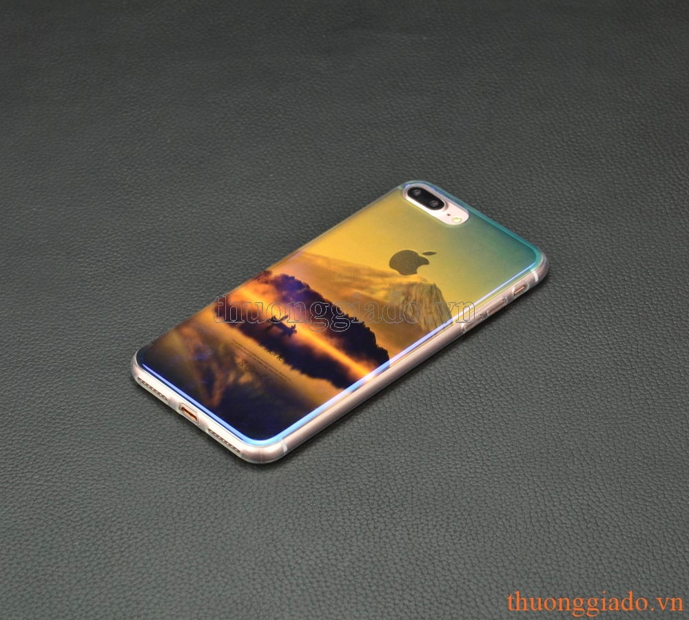 Ốp lưng silicone iPhone 7 Plus (5.5"), mặt lưng in 3D, chủ đề phong cảnh