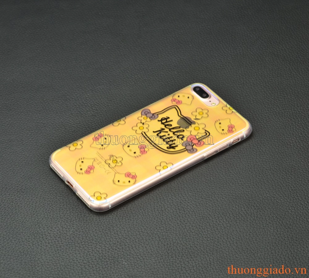 Ốp lưng silicone iPhone 7 Plus (5.5"),mặt lưng in 3D, chủ đề Hello Kitty