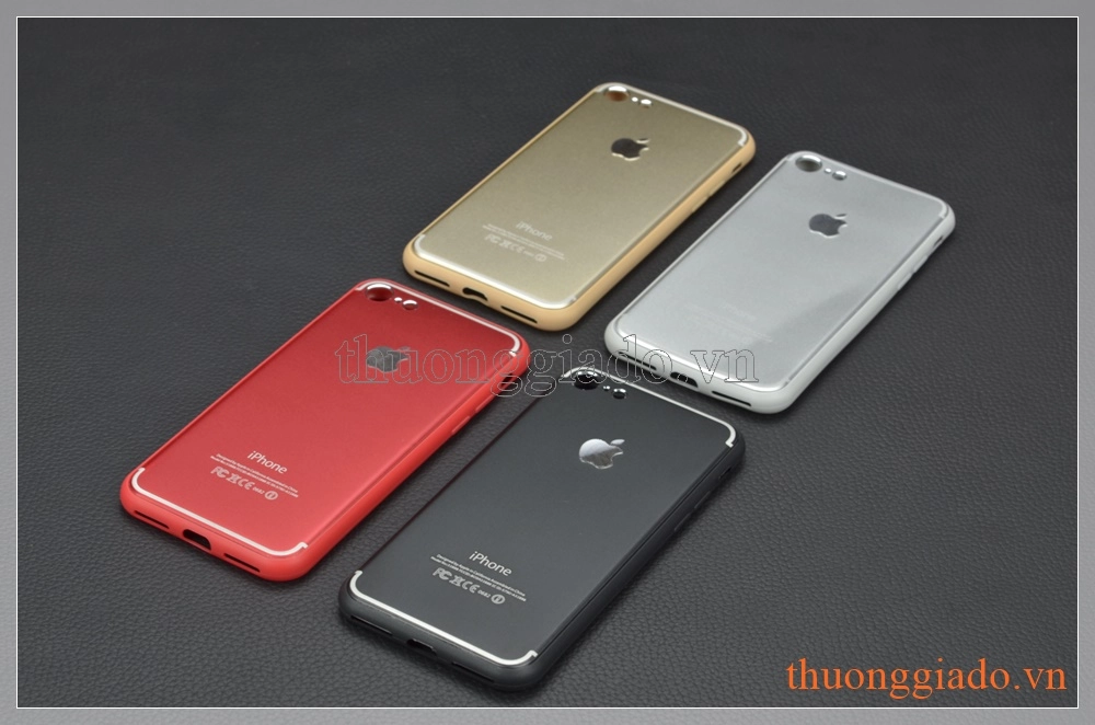 Ốp lưng silicone iPhone 7 (4.7") mặt sau dán hợp kim nhôm có logo và imei