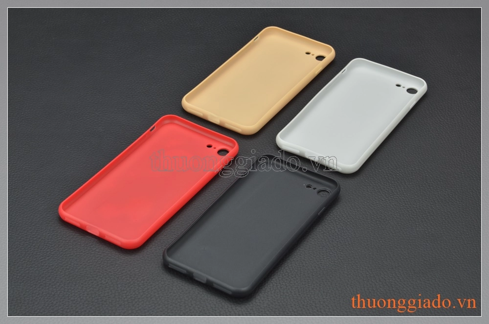 Ốp lưng silicone iPhone 7 (4.7") mặt sau dán hợp kim nhôm có logo và imei