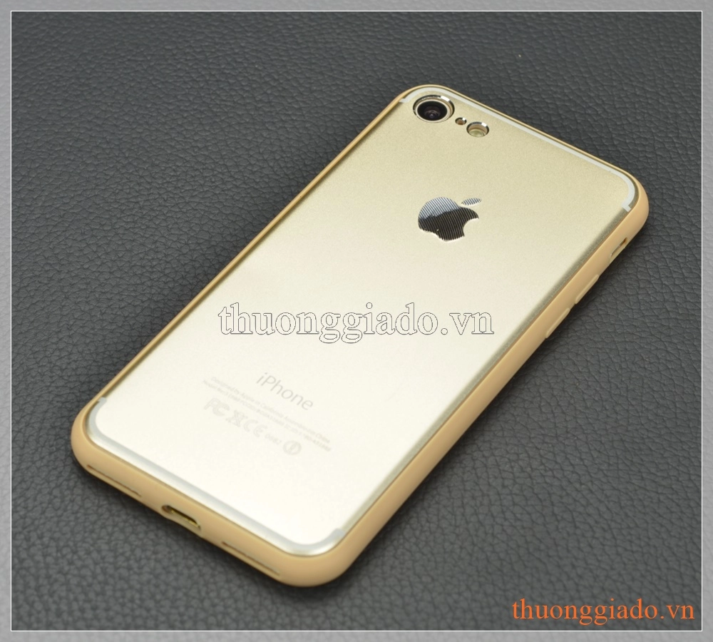 Ốp lưng silicone iPhone 7 (4.7") mặt sau dán hợp kim nhôm có logo và imei