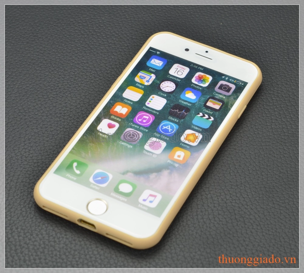 Ốp lưng silicone iPhone 7 (4.7") mặt sau dán hợp kim nhôm có logo và imei