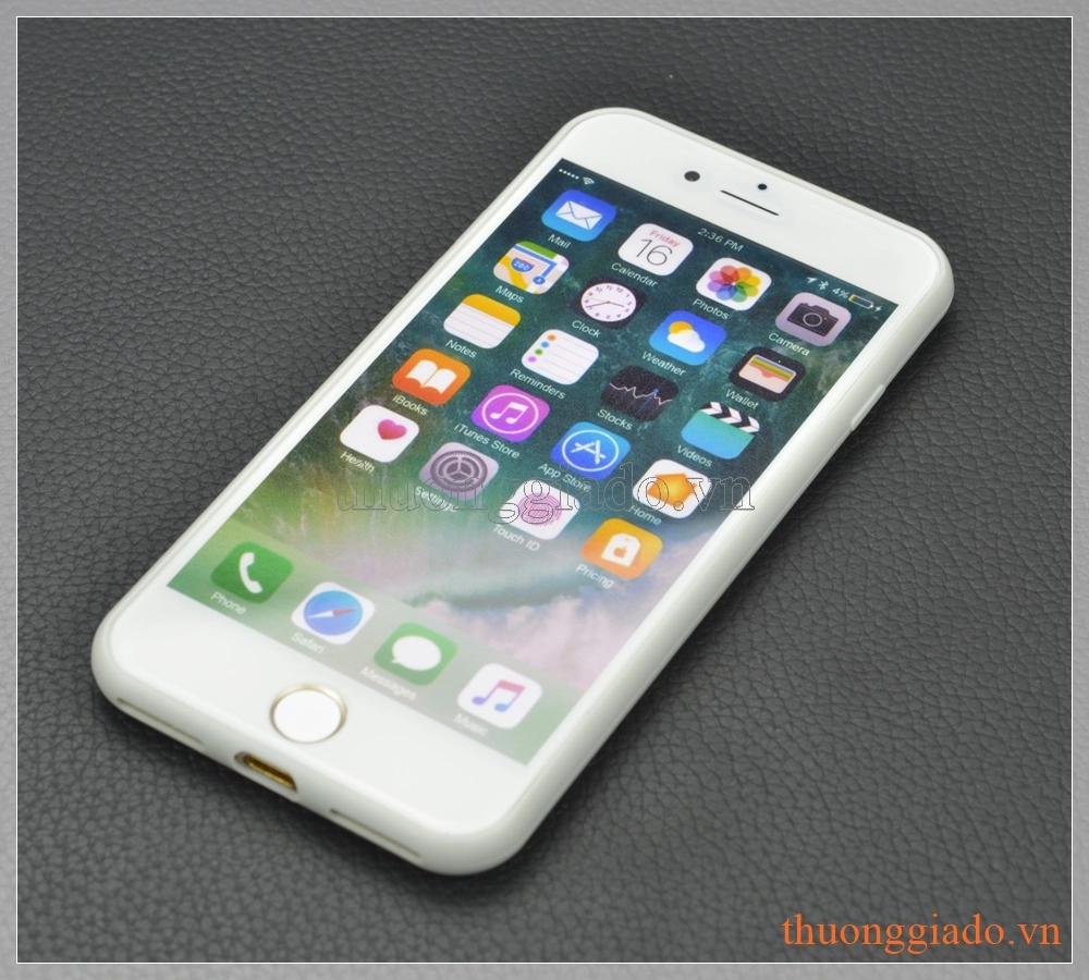 Ốp lưng silicone iPhone 7 (4.7") mặt sau dán hợp kim nhôm có logo và imei