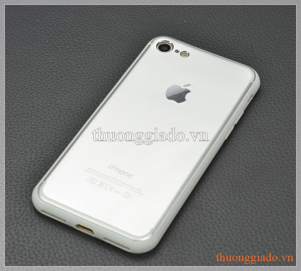 Ốp lưng silicone iPhone 7 (4.7") mặt sau dán hợp kim nhôm có logo và imei