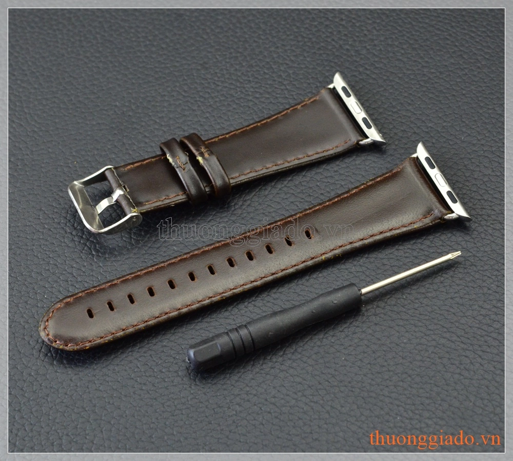 Dây đồng hồ Apple Watch 38mm (dây da bò, màu nâu tối)
