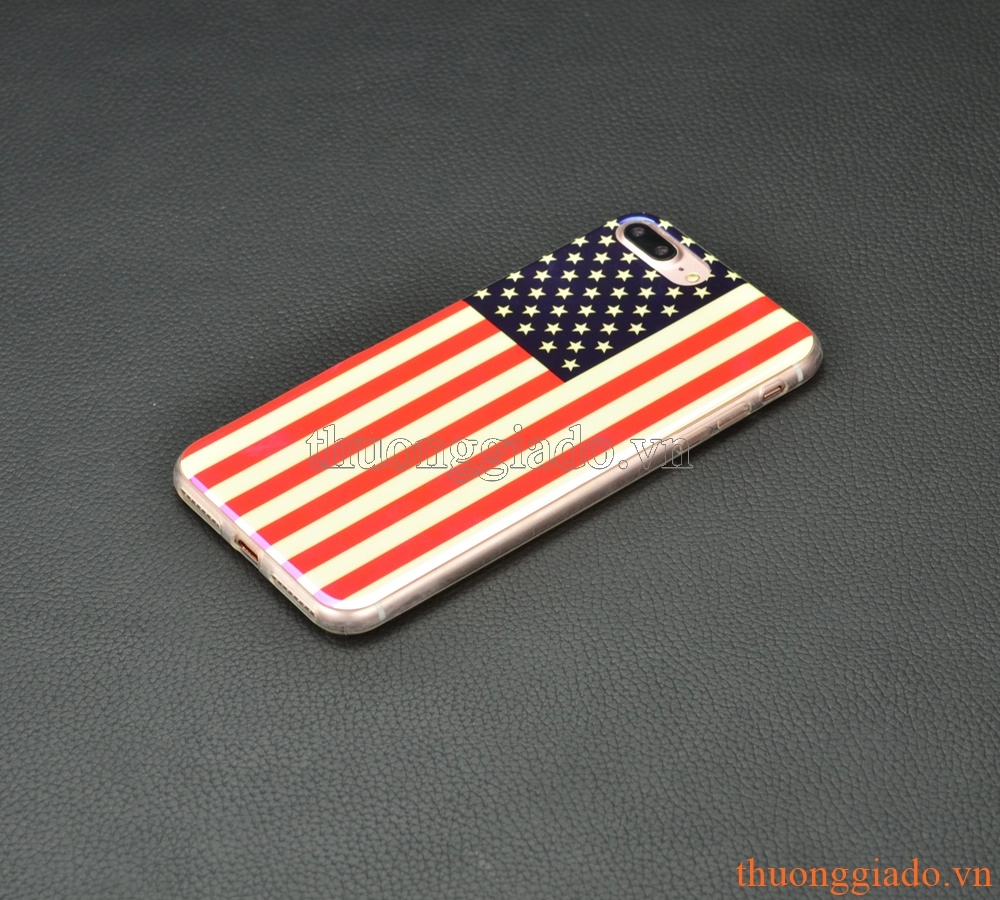 Ốp lưng silicone iPhone 7 Plus (5.5"), mặt lưng in 3D, chủ đề quốc kỳ