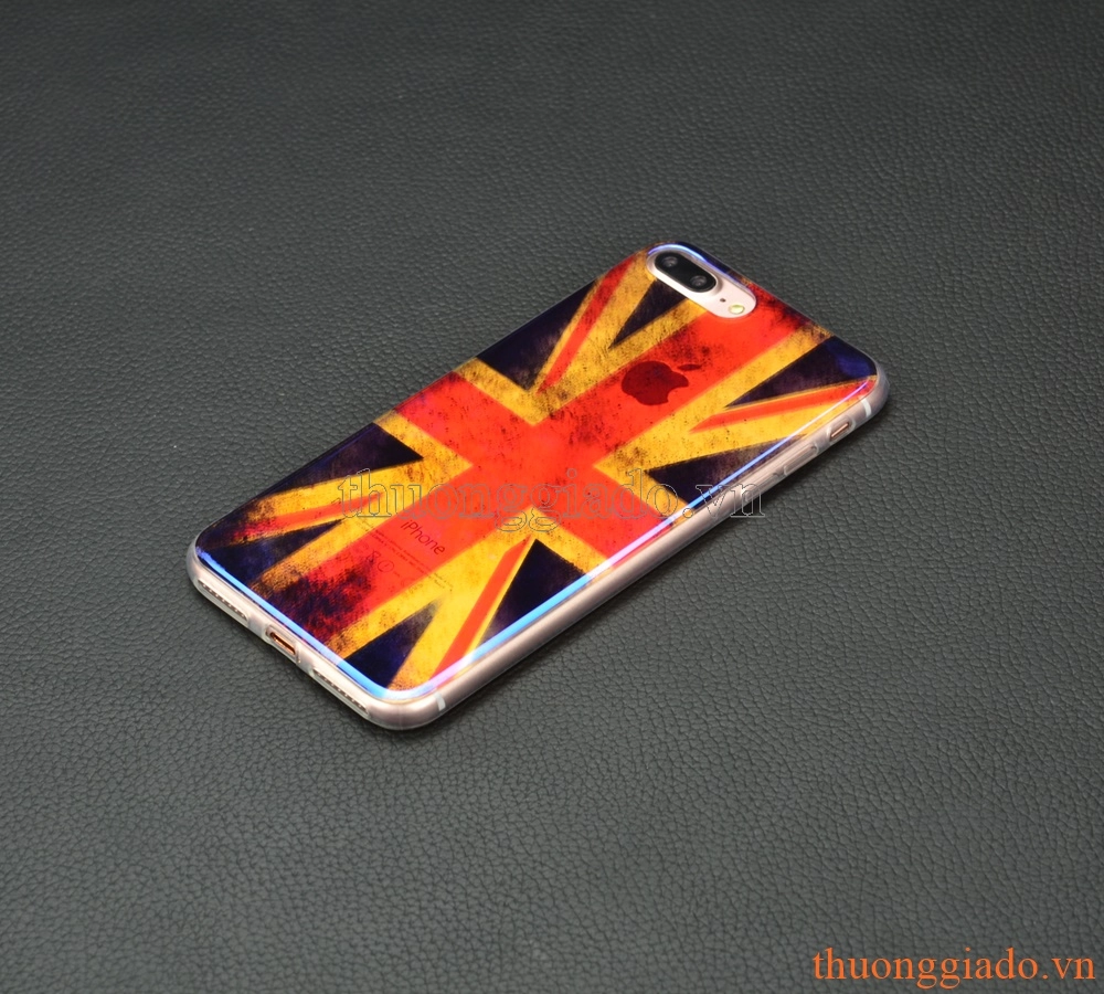 Ốp lưng silicone iPhone 7 Plus (5.5"), mặt lưng in 3D, chủ đề quốc kỳ