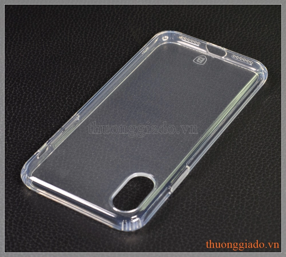 Ốp lưng silicone iPhone X (5.8"), trong suốt, hiệu Baseus, Anti-fall TPU