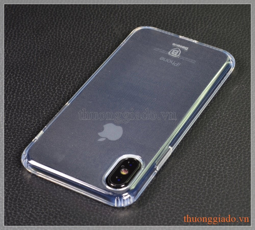 Ốp lưng silicone iPhone X (5.8"), trong suốt, hiệu Baseus, Anti-fall TPU