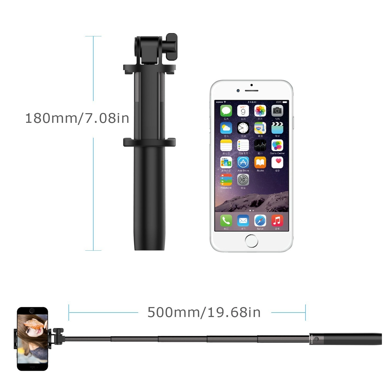 Gậy chụp ảnh tự sướng Dispho Selfie Stick (mẫu 2),iPhone 7 (4.7"), iPhone  8 Plus