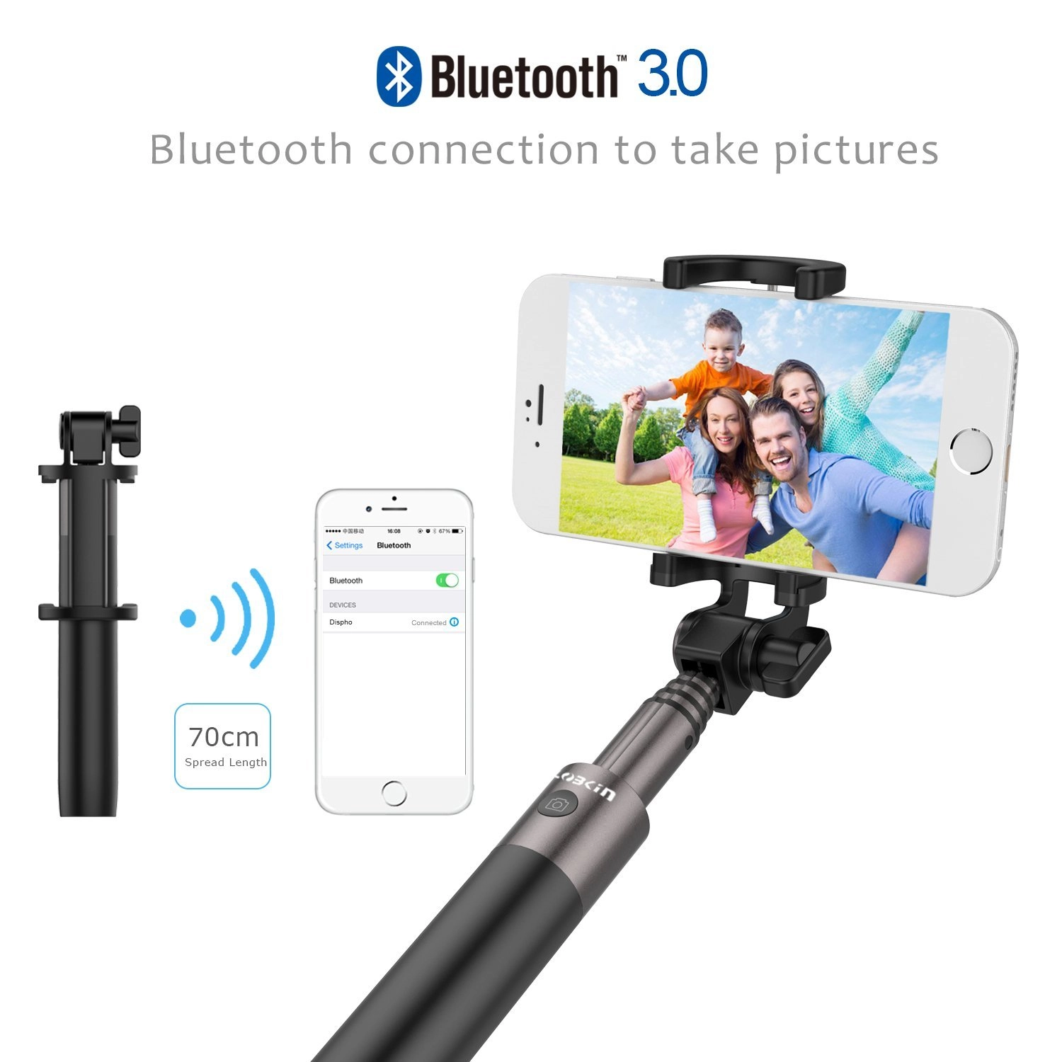 Gậy chụp ảnh tự sướng Dispho Selfie Stick (mẫu 2),iPhone 7 (4.7"), iPhone  8 Plus