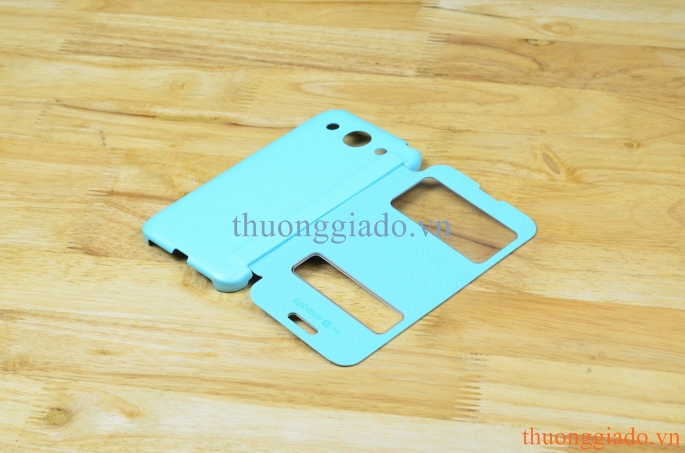 Bao da cầm tay Lots Double View Cho LG Optimus G Pro F240 E980 (2 ô cửa sổ) Màu Xanh
