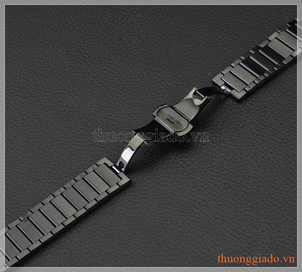 Dây đồng hồ Samsung Gear S2 Classic chất liệu thép không gỉ màu đen, mắt dây to Dây đồng hồ Samsung Gear S2 Classic chất liệu thép không gỉ màu đen, mắt dây to