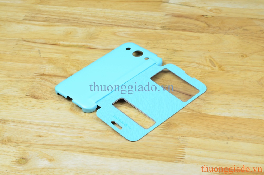 Bao da cầm tay Lots Double View Cho LG Optimus G Pro F240 E980 (2 ô cửa sổ) Màu Xanh
