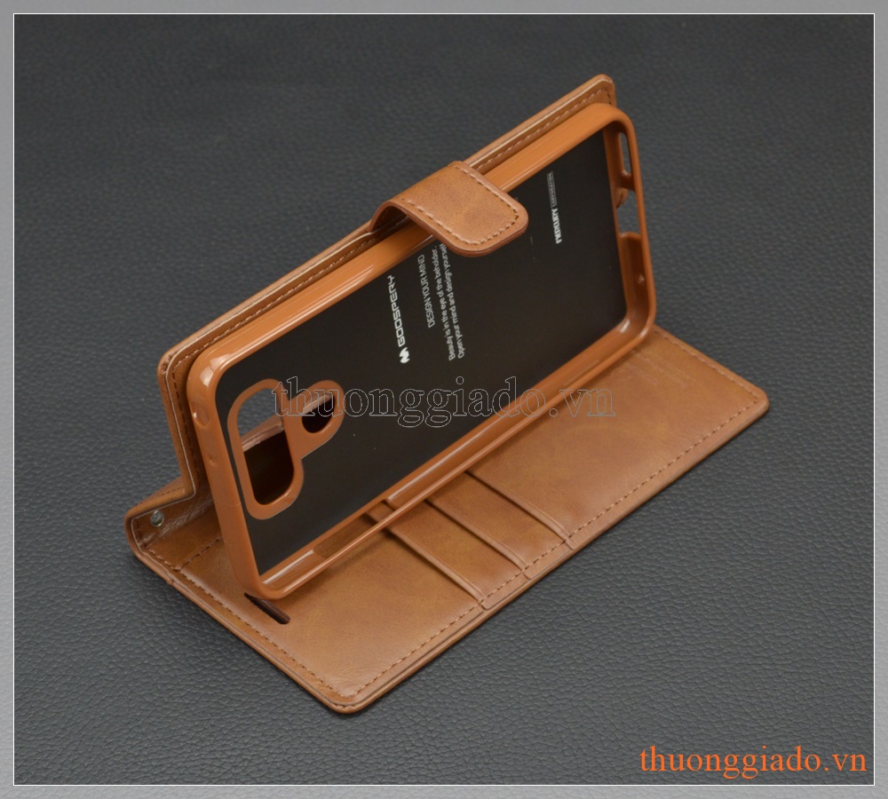 Bao da LG G6, hiệu GOOSPERY, BLUE MOON flip leather case