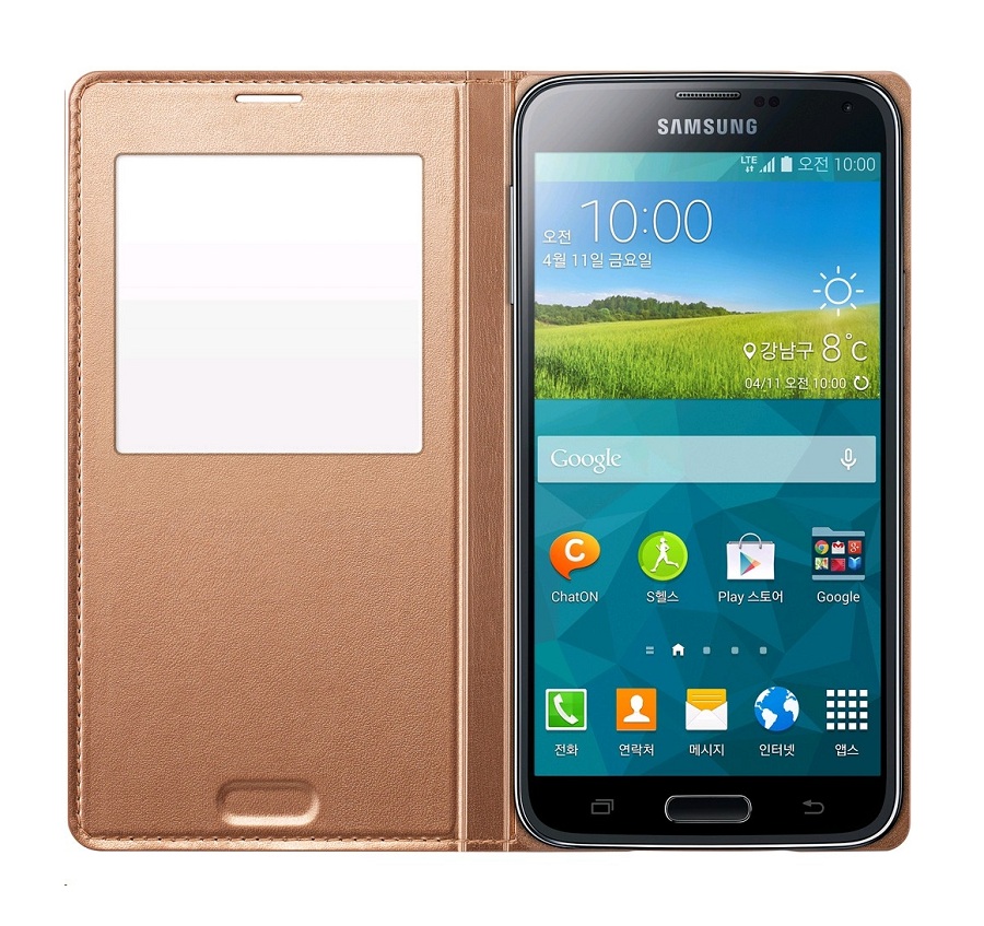 Bao Da S View Cover Chính Hãng Cho Samsung Galaxy S5 G900 Màu Vàng Champagne