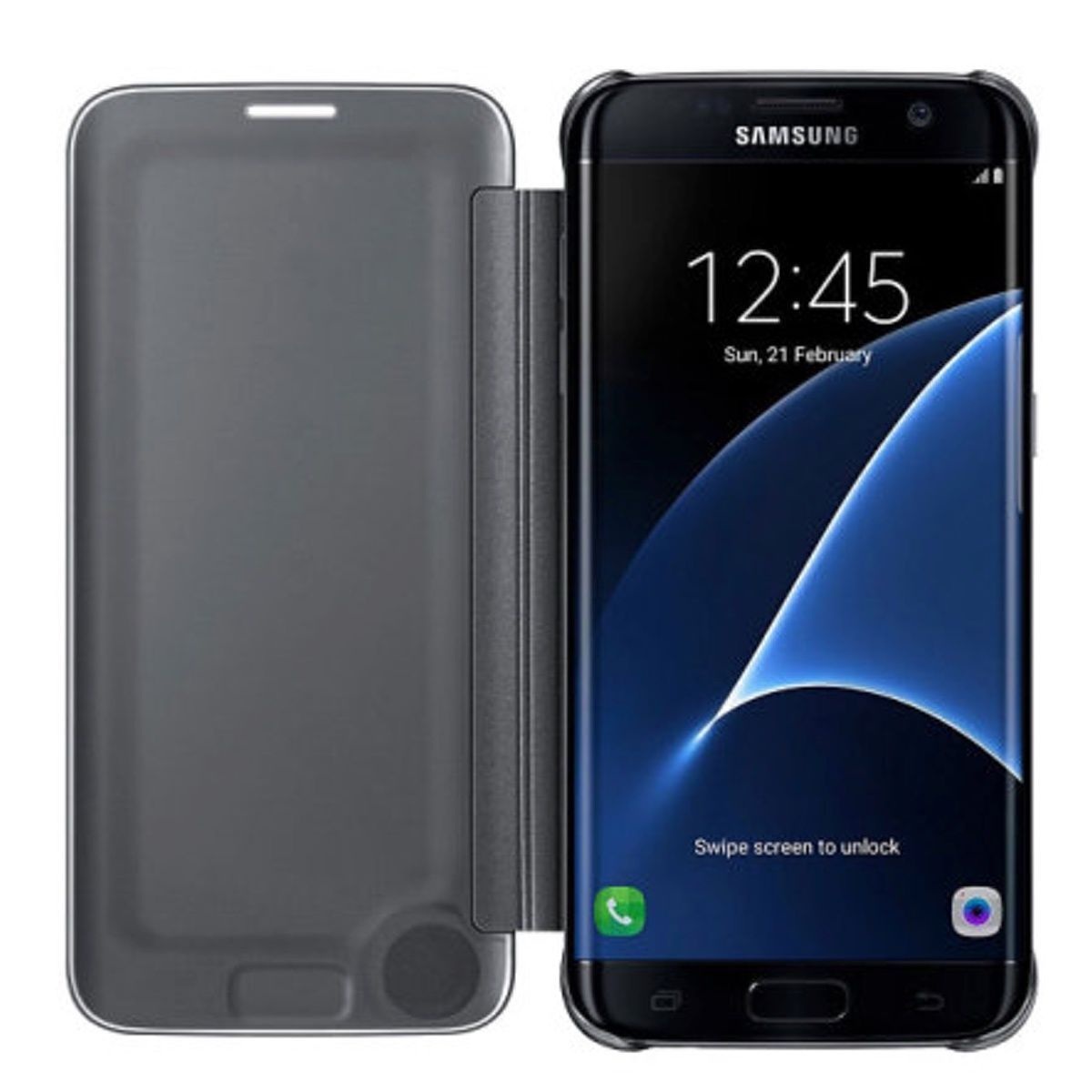 Bao Da Samsung Galaxy S7 Edge NG935 Clear View Cover Màu Đen Chính Hãng
