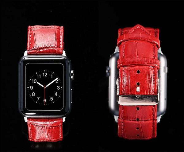 Dây da thay thế Apple Watch 42mm màu đỏ (hiệu REMAX, vân cá sấu)