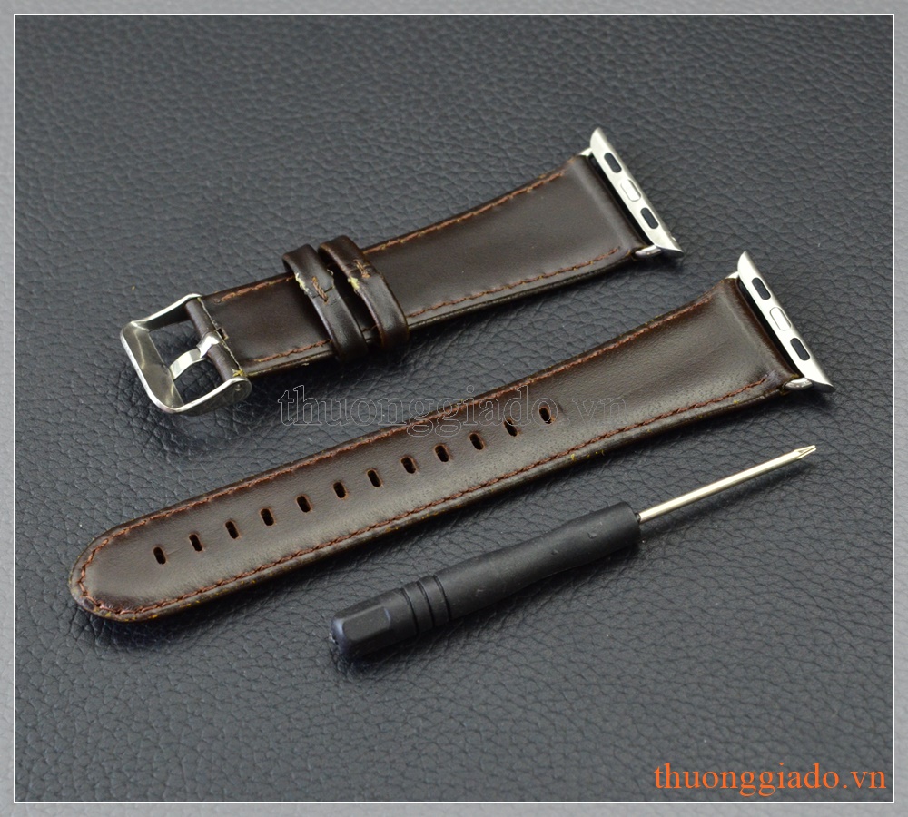 Dây đồng hồ Apple Watch 38mm (dây da bò, màu nâu tối)