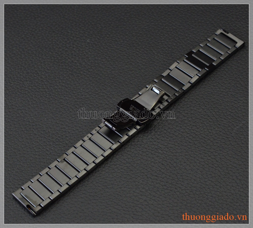 Dây đồng hồ Samsung Gear S2 Classic chất liệu thép không gỉ màu đen, mắt dây to