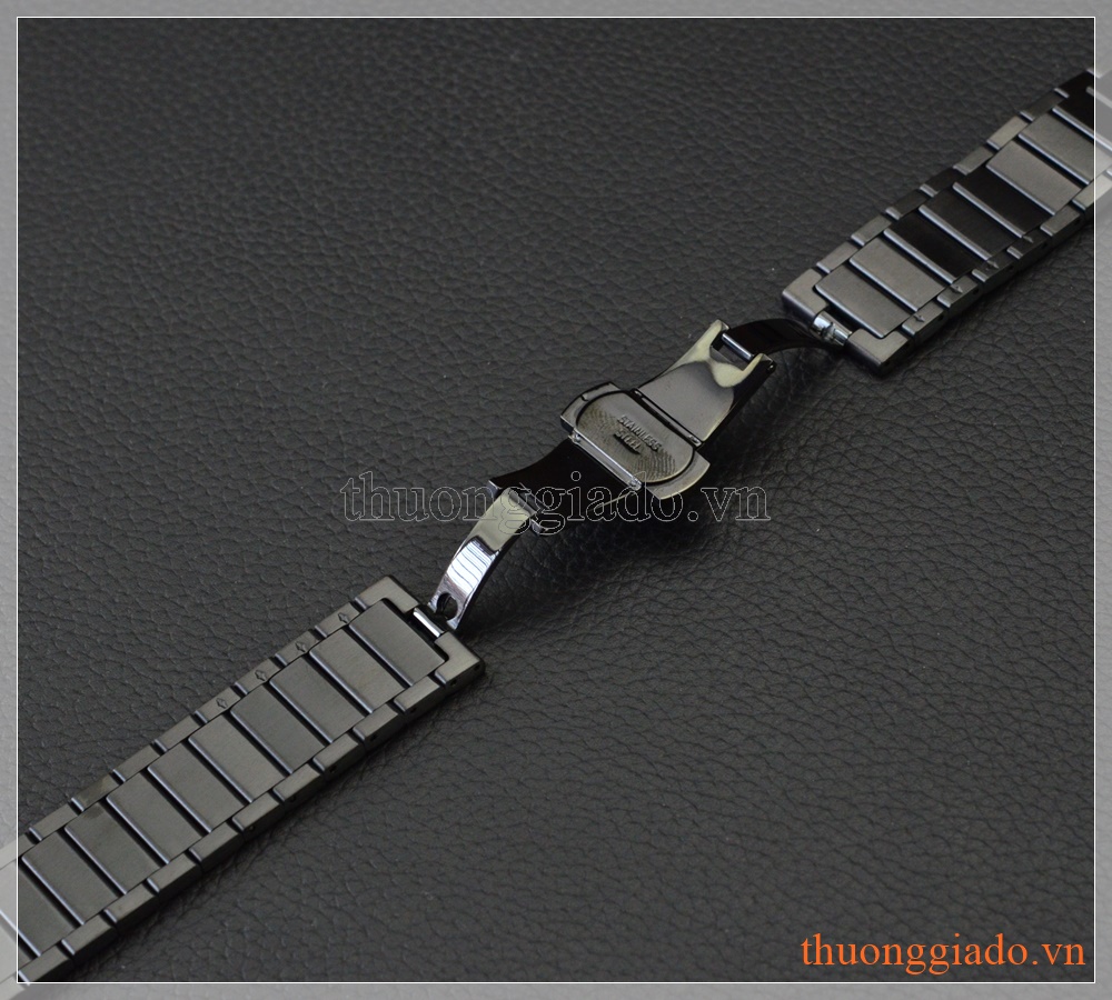 Dây đồng hồ Samsung Gear S2 Classic chất liệu thép không gỉ màu đen, mắt dây to