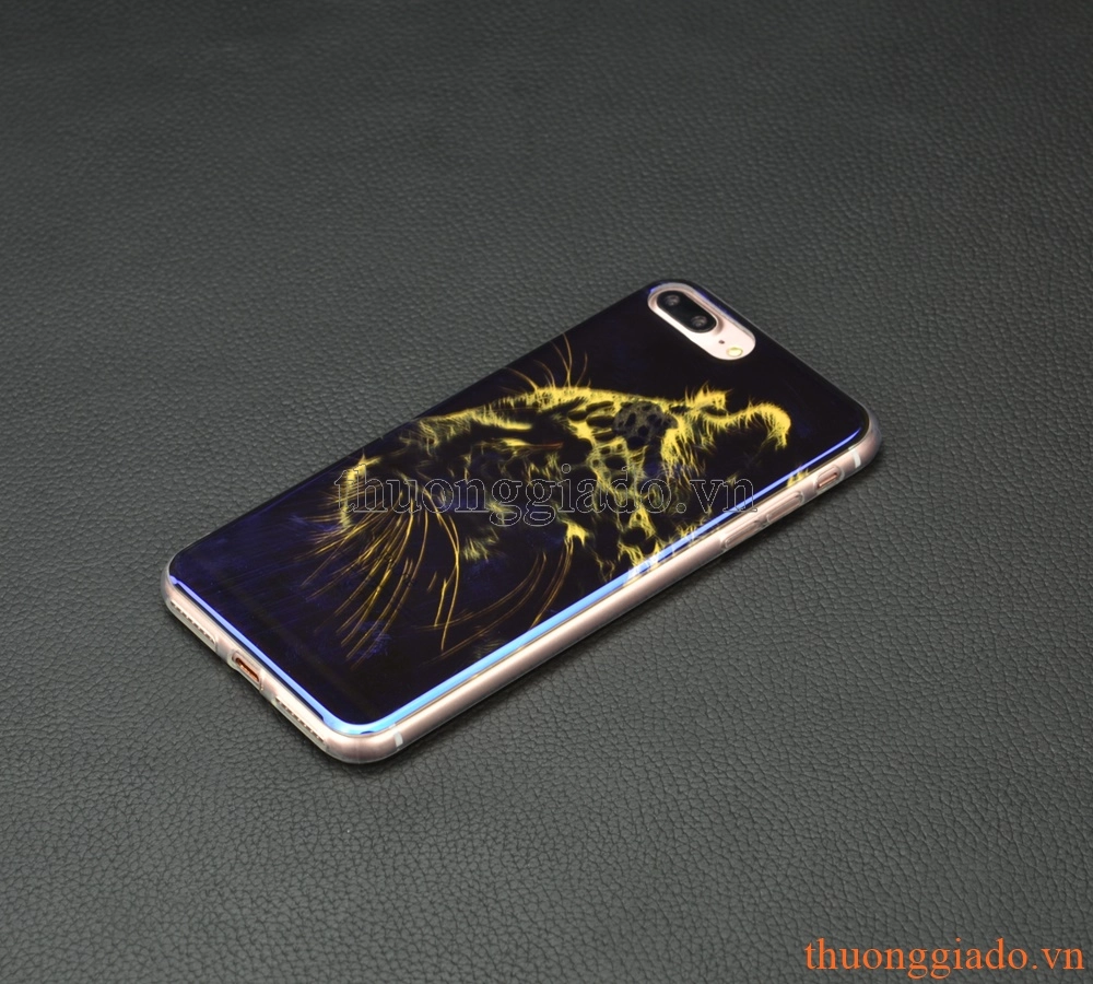 Ốp lưng silicone iPhone 7 Plus (5.5"), mặt lưng in 3D, chủ đề Báo đốm