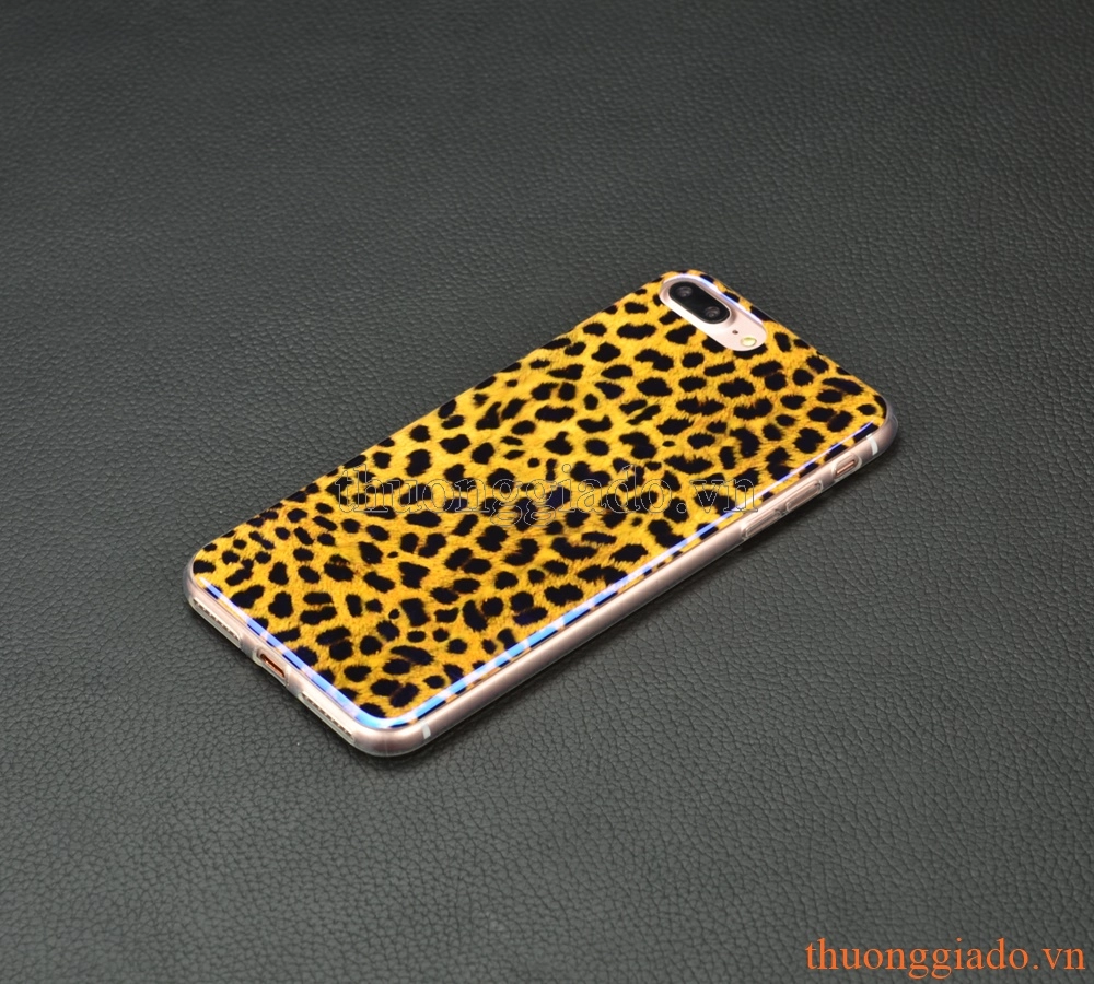 Ốp lưng silicone iPhone 7 Plus (5.5"), mặt lưng in 3D, chủ đề Báo đốm