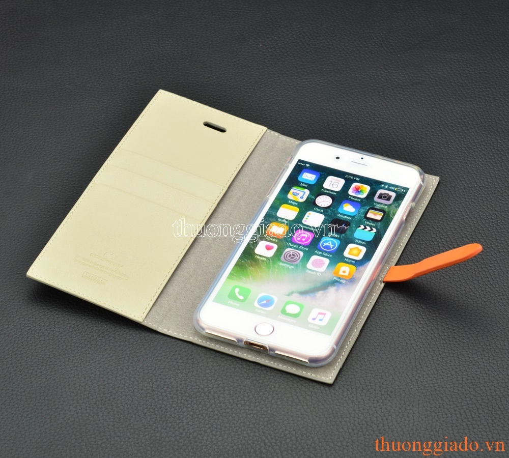 Bao da cầm tay nắp gập mở cho iPhone 7 Plus (5.5"), ROMANCE DIARY, MERCURY