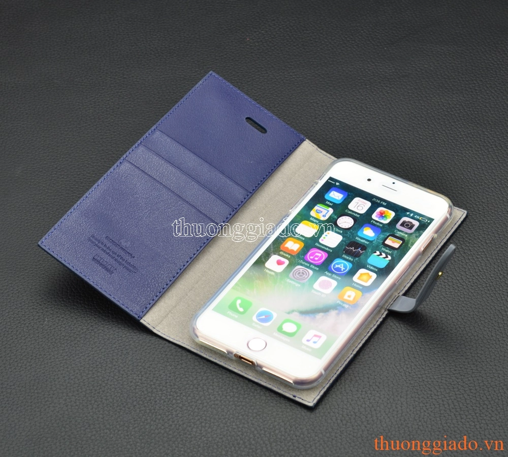 Bao da cầm tay nắp gập mở cho iPhone 7 Plus (5.5"), ROMANCE DIARY, MERCURY