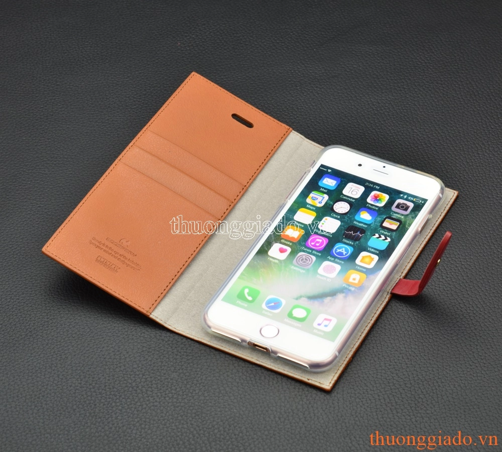 Bao da cầm tay nắp gập mở cho iPhone 7 Plus (5.5"), ROMANCE DIARY, MERCURY