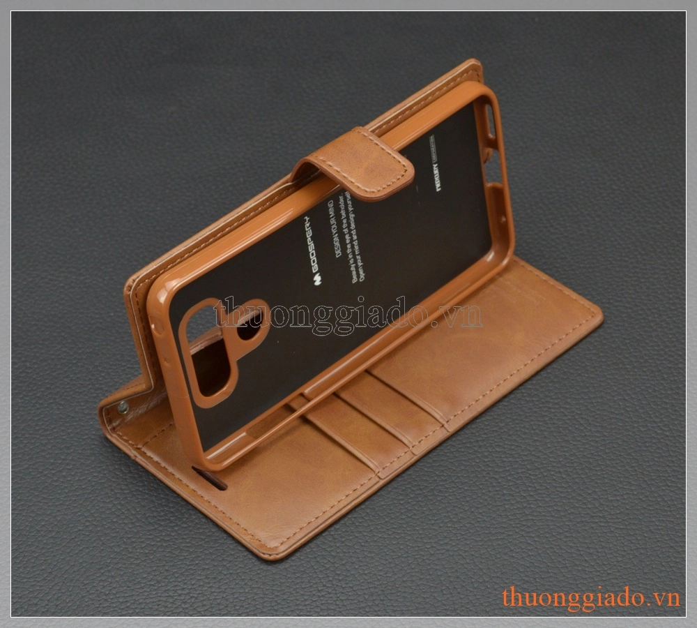 Bao da LG G6, hiệu GOOSPERY, BLUE MOON flip leather case