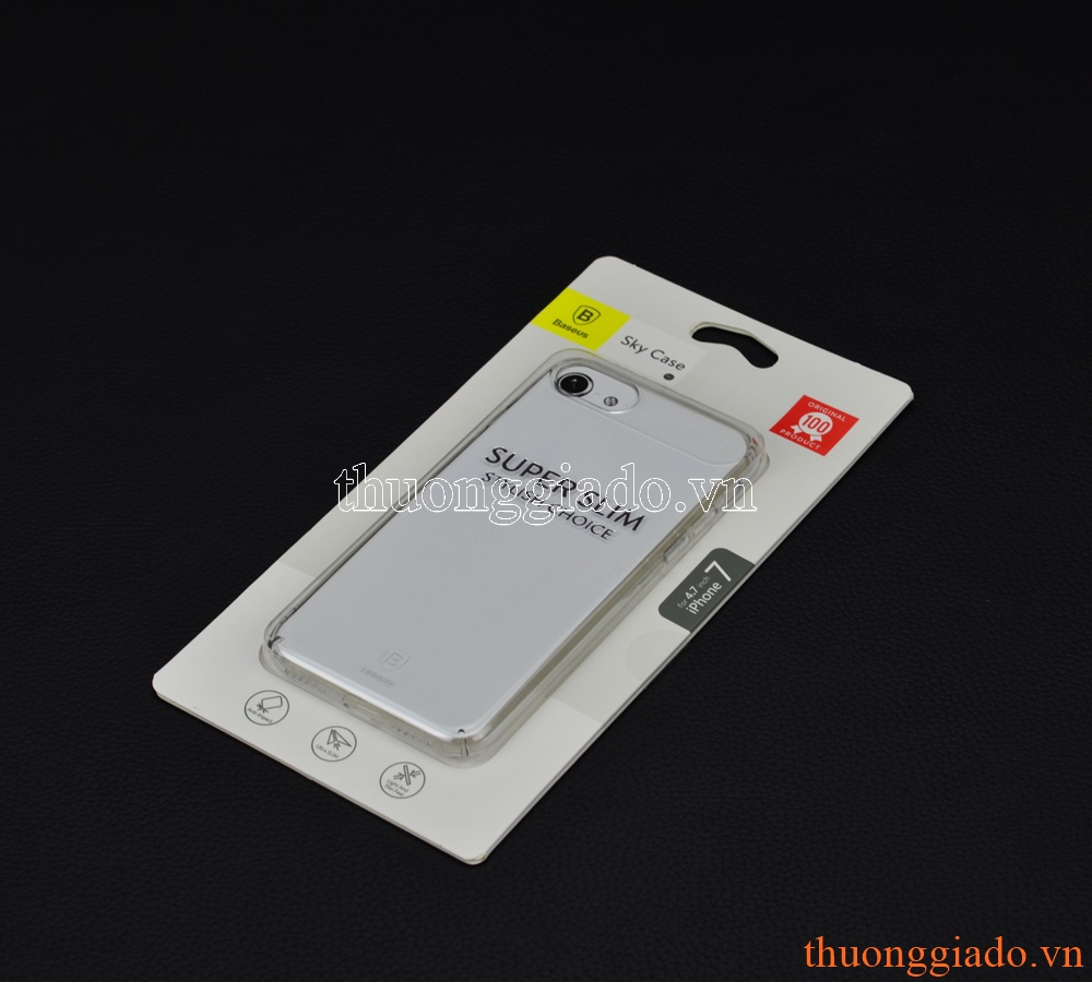 Ốp lưng iPhone 7 (4.7"), loại nhựa cứng trong suốt, hiệu Baseus