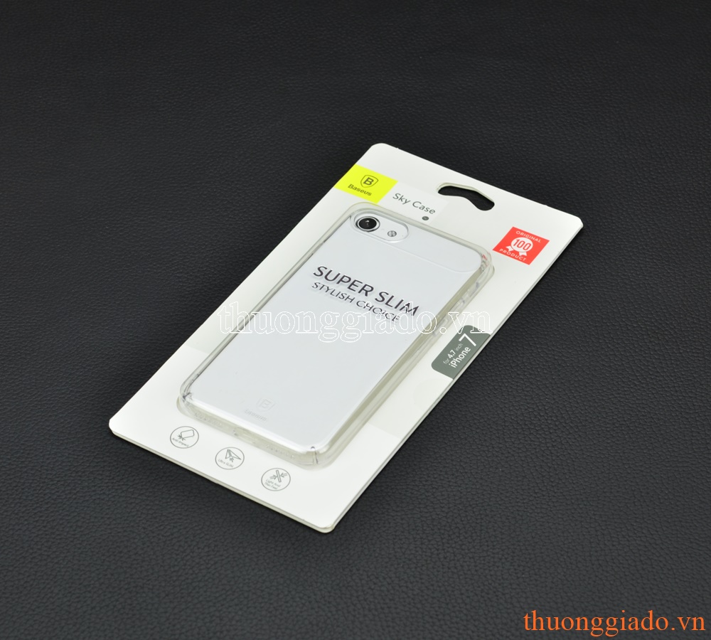 Ốp lưng iPhone 7 (4.7"), loại nhựa cứng trong suốt, hiệu Baseus