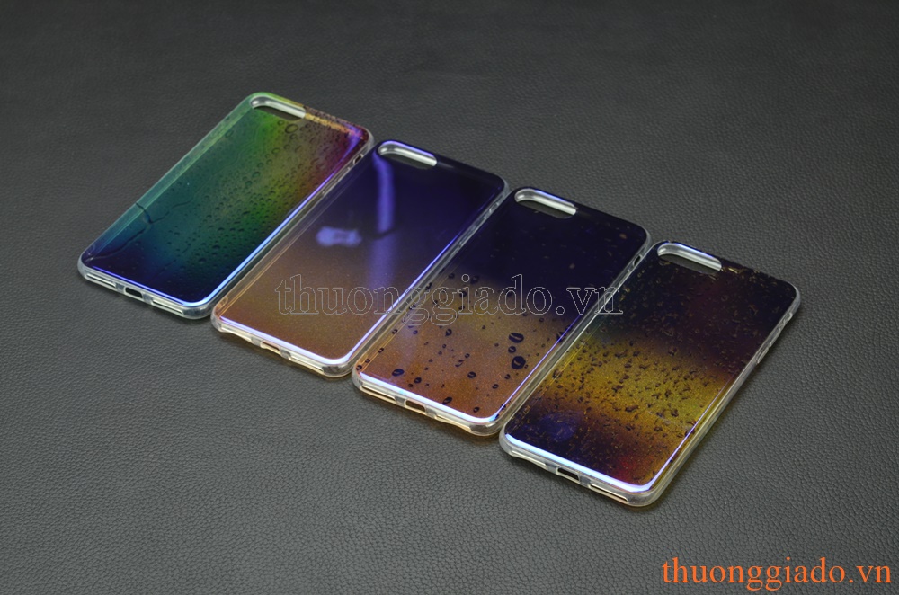 Ốp lưng silicone iPhone 7 Plus (5.5"), mặt lưng in 3D, chủ đề hạt nước