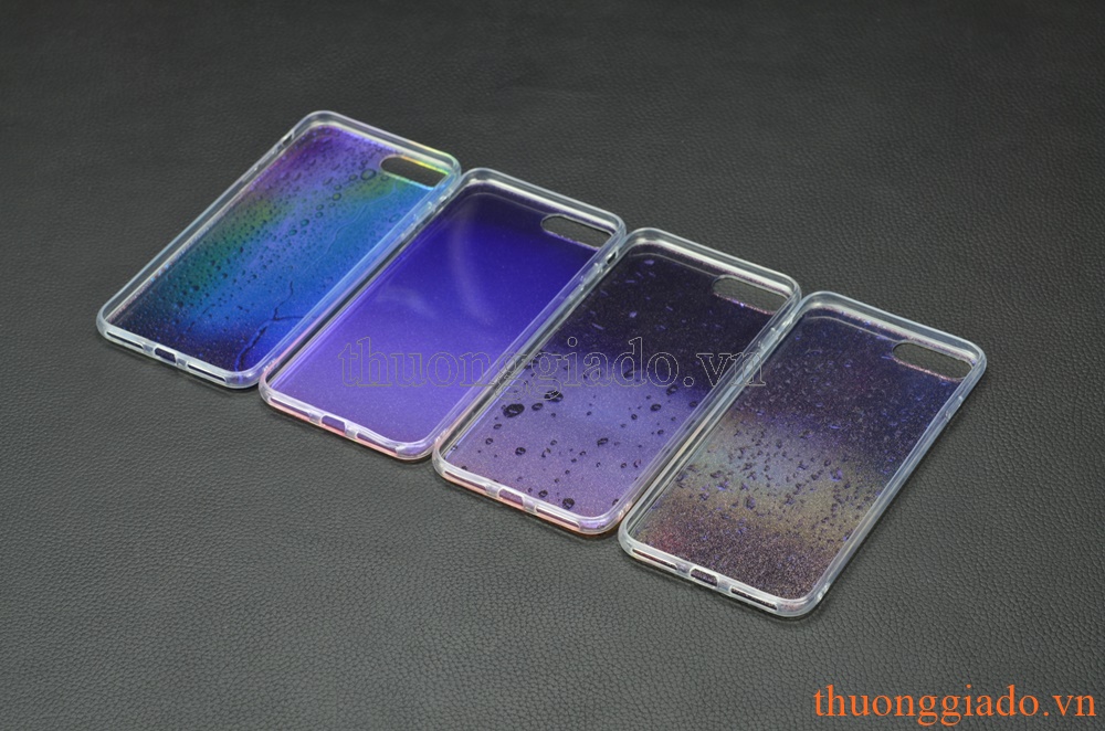 Ốp lưng silicone iPhone 7 Plus (5.5"), mặt lưng in 3D, chủ đề hạt nước