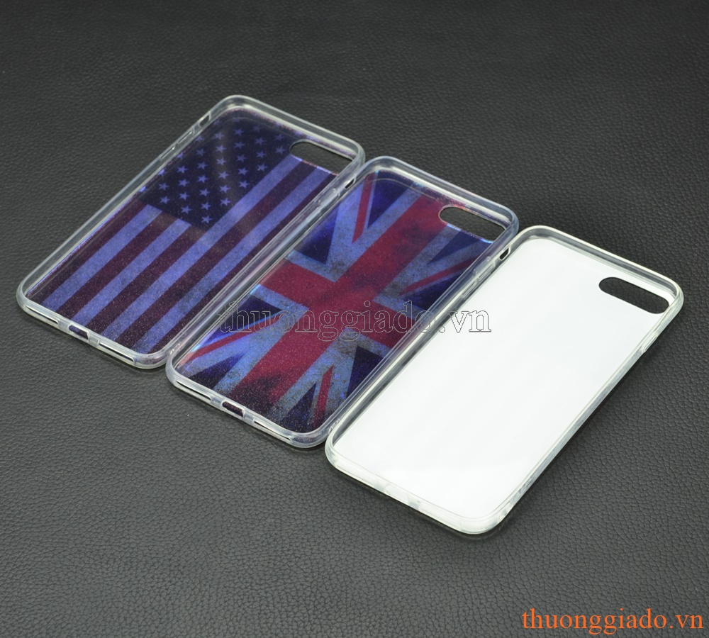 Ốp lưng silicone iPhone 7 Plus (5.5"), mặt lưng in 3D, chủ đề quốc kỳ