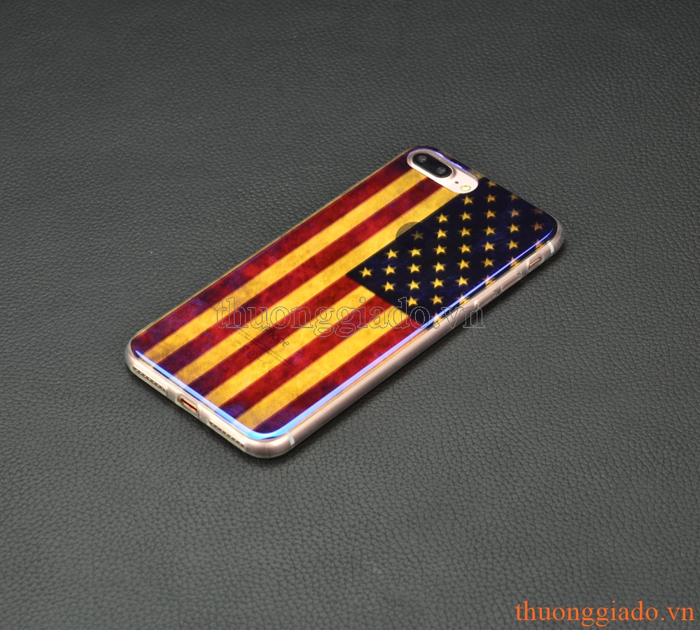 Ốp lưng silicone iPhone 7 Plus (5.5"), mặt lưng in 3D, chủ đề quốc kỳ