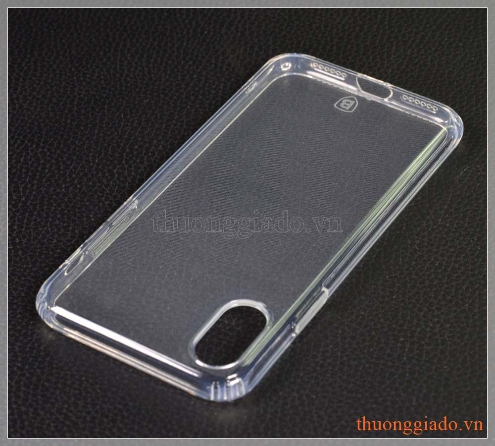 Ốp lưng silicone iPhone X (5.8"), trong suốt, hiệu Baseus, Anti-fall TPU