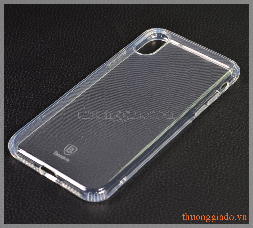 Ốp lưng silicone iPhone X (5.8"), trong suốt, hiệu Baseus, Anti-fall TPU