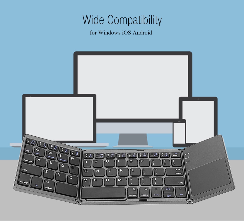 Bàn phím bluetooth đa năng 3 khúc gấp B033 X-FOLDING TOUCH PRO (có touchpad)