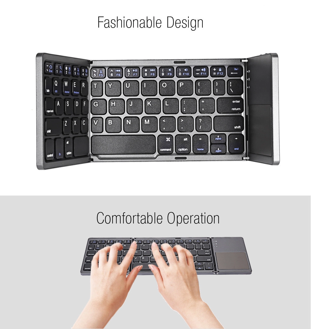 Bàn phím bluetooth đa năng 3 khúc gấp B033 X-FOLDING TOUCH PRO (có touchpad)