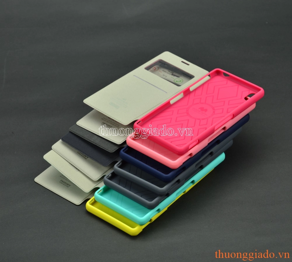 Bao da cầm tay Sony Xperia Z3, D6603, L55 (Có cửa sổ view, hiệu MERCURY)