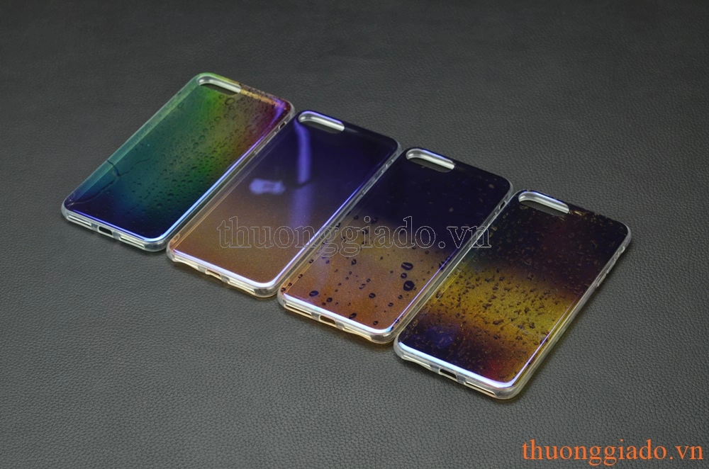 Ốp lưng silicone iPhone 7 Plus (5.5"), mặt lưng in 3D, chủ đề hạt nước