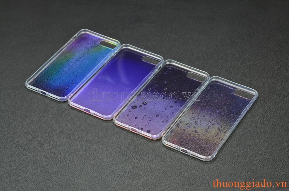 Ốp lưng silicone iPhone 7 Plus (5.5"), mặt lưng in 3D, chủ đề hạt nước