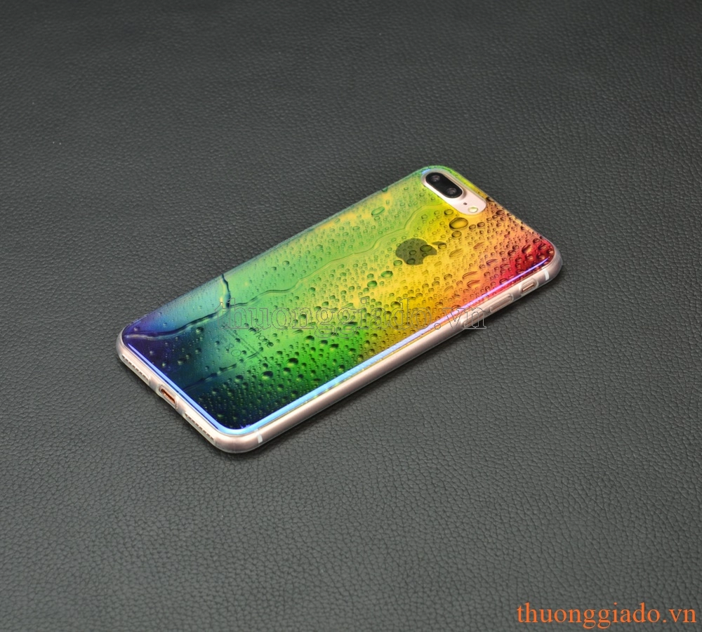 Ốp lưng silicone iPhone 7 Plus (5.5"), mặt lưng in 3D, chủ đề hạt nước